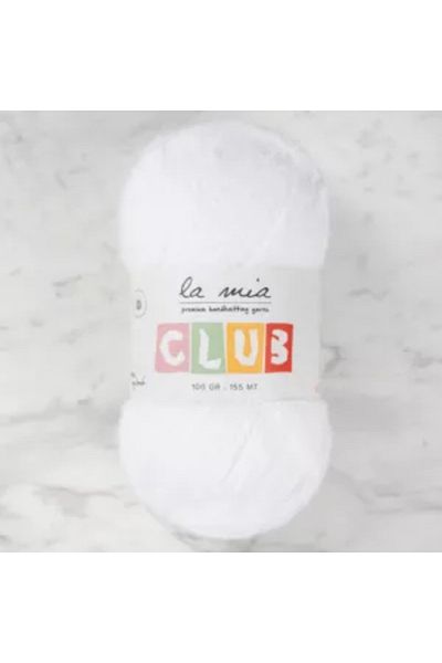 La Mia Yarn La Mia Club 601 White Hand Knitting Lanyard 100 Gr. Exclusive Polyamide