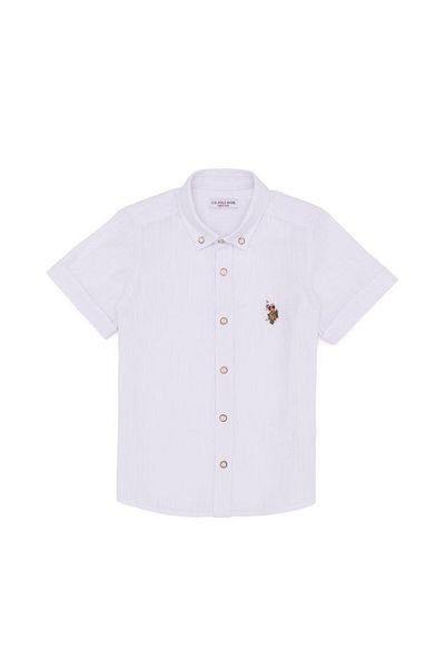 U.S. Polo Assn. Cămașă albă cu mânecă scurtă pentru băiat