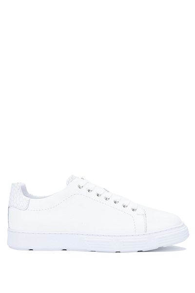 Tamer Tanca Men's White Genuine Leather Sneakers - Sports Shoes