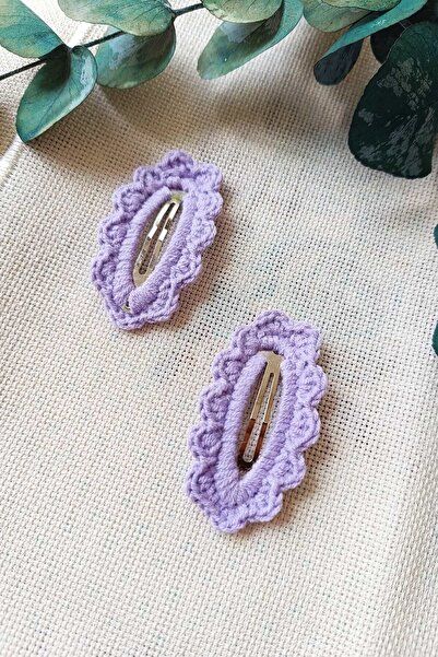 D&D CONCEPT Βιολογικό Πλεκτό Χειροποίητο Κλιπ Μαλλιών με Κουμπί - Αξεσουάρ Μα...