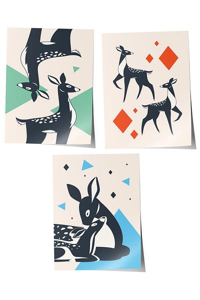 Postifull Baby Room Painting Set of 3, Baby Room Wall Decor, Kids Room Decor, Frameless Poster