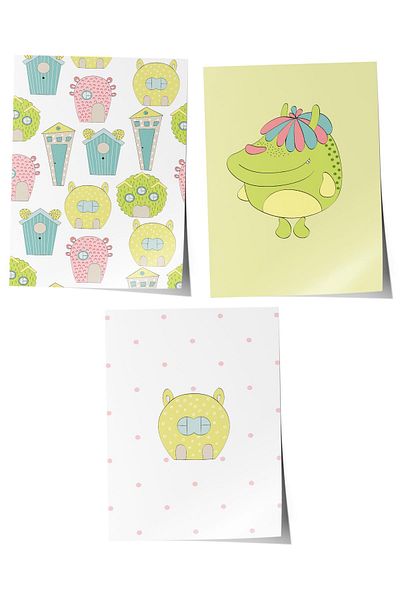 Postifull Baby Room Painting Set of 3, Baby Room Wall Decor, Kids Room Decor, Frameless Poster