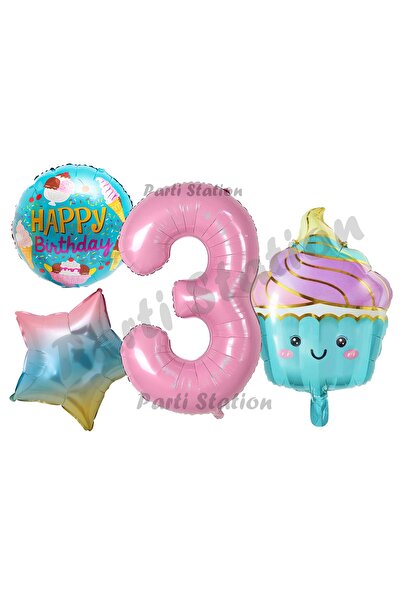 Parti Station مجموعة بالونات كب كيك كاندي آيس كريم لعيد الميلاد بعمر 3 سنوات ...