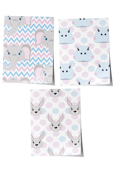 Postifull Baby Room Painting Set of 3, Baby Room Wall Decor, Kids Room Decor, Frameless Poster