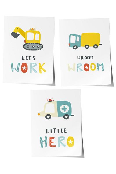 Postifull Baby Room Painting Set of 3, Baby Room Wall Decor, Kids Room Decor, Frameless Poster