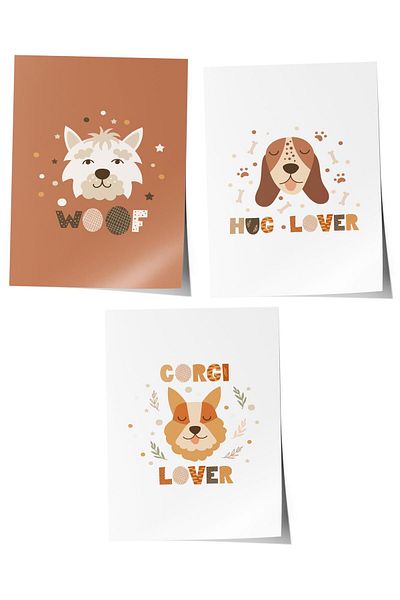 Postifull Set de 3 picturi pentru camera bebelușului, decor de perete pentru camera bebelușului, decor camera copiilor, poster fără cadru