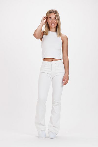 Ecrou Γυναικείο Crop Tank Top με λευκό λαιμόκοψη
