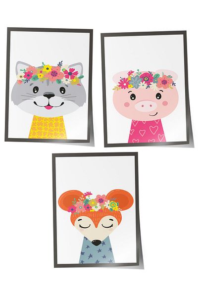 Postifull Baby Room Painting Set of 3, Baby Room Wall Decor, Kids Room Decor, Frameless Poster