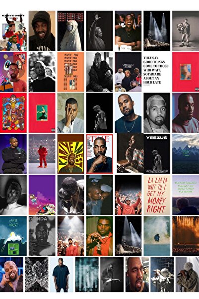 Postifull Kanye West Poster Kolaj Seti - Duvar Dekoru Poster - Sticker Bant H...