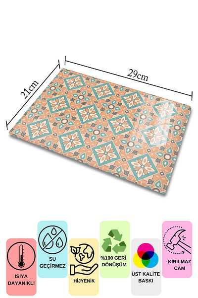 Postifull Vintage Glass Cutting Board, Thick And Unbreakable Glass, Chopping Board, Kitchen Presentation Board - 21*30cm