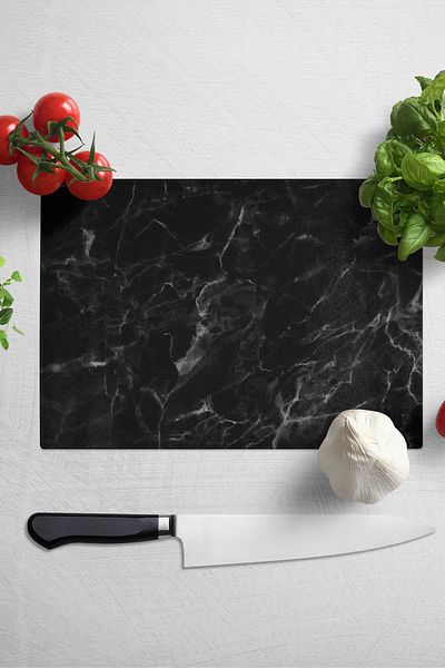 Postifull Glass Cutting Board, Thick And Unbreakable Glass - Marble Theme - 21*30cm - Chopping Board, Kitchen Decor
