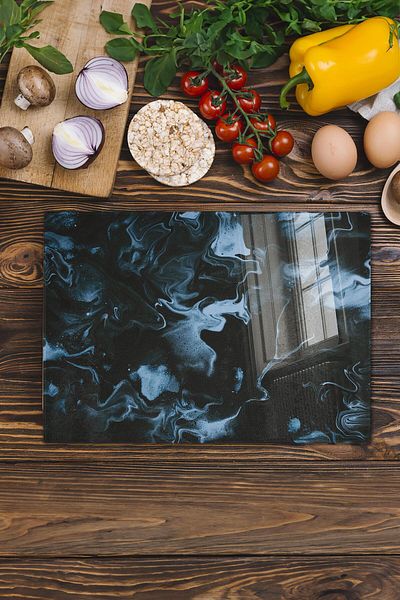 Postifull Glass Cutting Board - Marble Theme - 21*30cm - Chopping Board - Aesthetic, Decorative Presentation Board