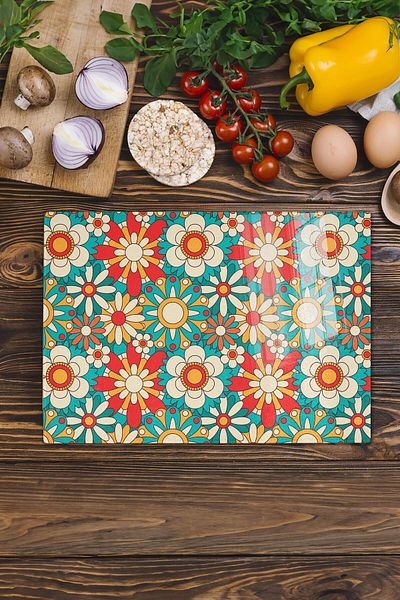 Postifull Vintage Glass Cutting Board, Thick And Unbreakable Glass, Chopping Board, Kitchen Presentation Board - 21*30cm
