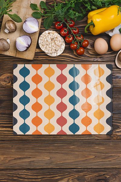 Postifull Vintage Glass Cutting Board, Thick And Unbreakable Glass, Chopping Board, Kitchen Presentation Board - 21*30cm
