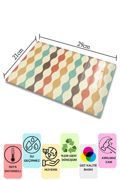 Postifull Vintage Glass Cutting Board, Thick And Unbreakable Glass, Chopping Board, Kitchen Presentation Board - 21*30cm