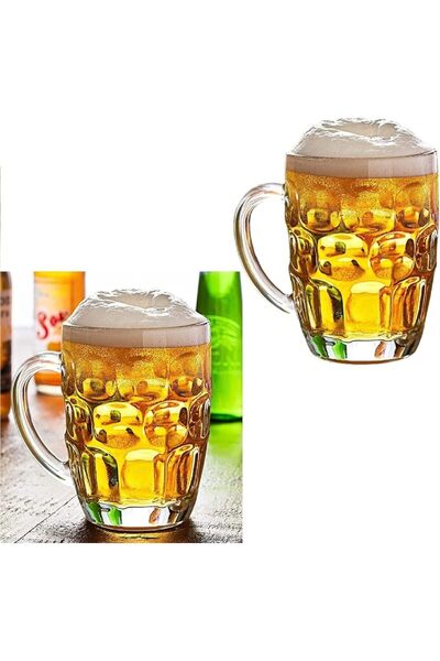 MADAME LUDA 4'Lü Set 500 CC.Kulplu Cam Bira Bardağı.