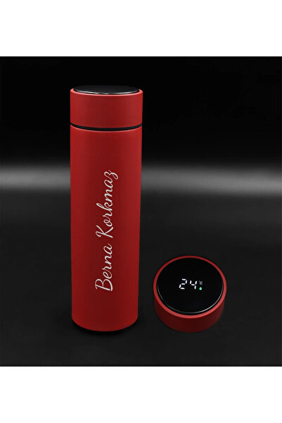 funshop Smart Thermos Flask with Red Graduated Steel Digital Led Temperature Display Special for Mother's Day