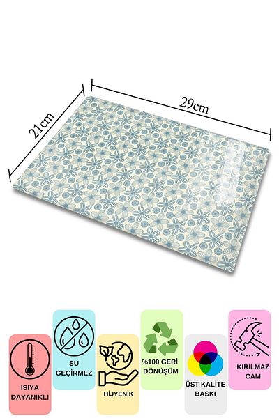 Postifull Vintage Glass Cutting Board, Thick And Unbreakable Glass, Chopping Board, Kitchen Presentation Board - 21*30cm