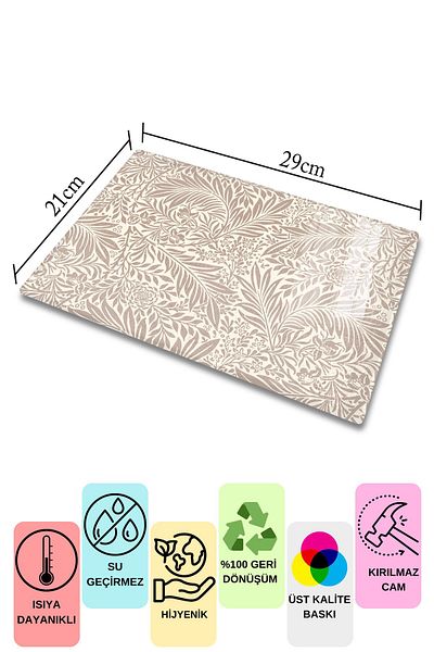 Postifull Vintage Glass Cutting Board, Thick And Unbreakable Glass, Chopping Board, Kitchen Presentation Board - 21*30cm
