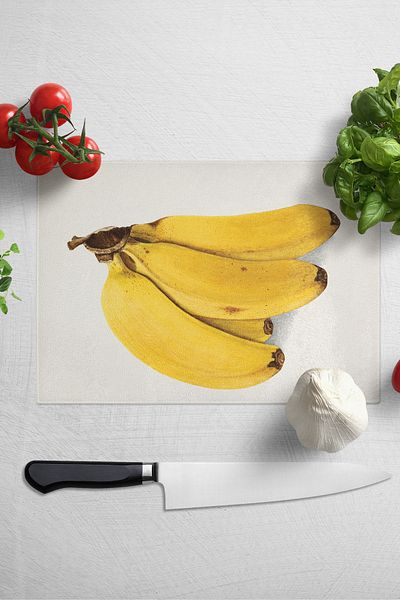 Postifull Glass Cutting Board, Thick And Unbreakable Glass - Vintage Banana - 21*30cm - Chopping Board, Kitchen Decor
