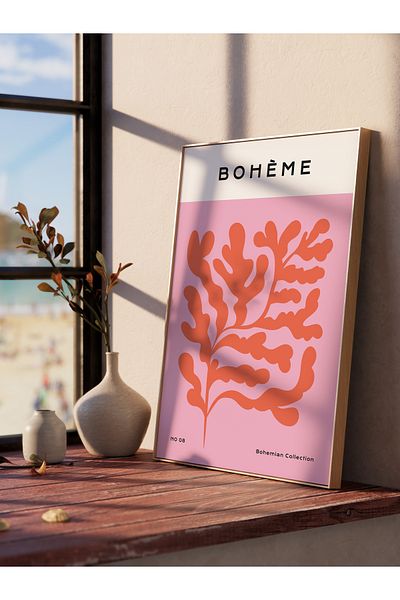 Postifull Πολύχρωμη αφίσα Bohemian Frameless - Αισθητική διακόσμηση τοίχου, για σαλόνι, χωλ, κουζίνα