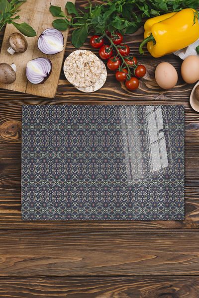 Postifull Vintage Glass Cutting Board, Thick And Unbreakable Glass, Chopping Board, Kitchen Presentation Board - 21*30cm
