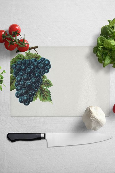 Postifull Glass Cutting Board, Thick And Unbreakable Glass - Marble Grape - 21*30cm - Chopping Board, Kitchen Decor