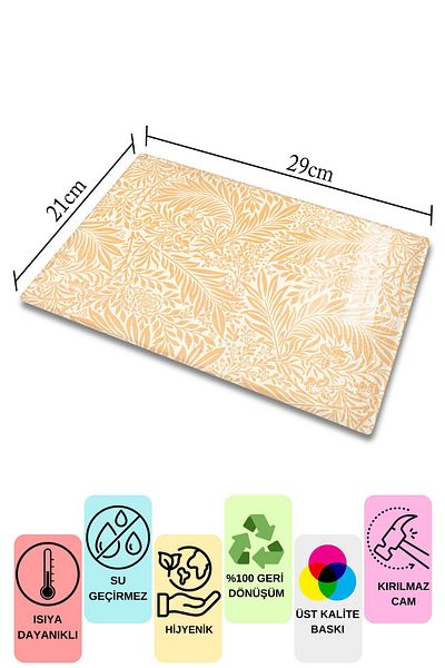 Postifull Vintage Glass Cutting Board, Thick And Unbreakable Glass, Chopping Board, Kitchen Presentation Board - 21*30cm