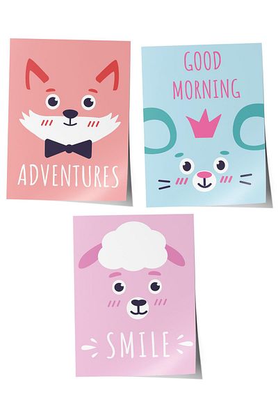 Postifull Baby Room Painting Set of 3, Baby Room Wall Decor, Kids Room Decor, Frameless Poster