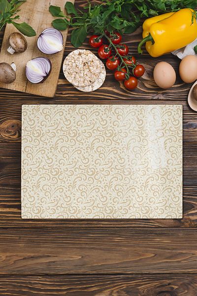 Postifull Vintage Glass Cutting Board, Thick And Unbreakable Glass, Chopping Board, Kitchen Presentation Board - 21*30cm