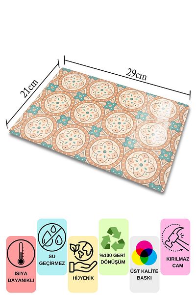 Postifull Vintage Glass Cutting Board, Thick And Unbreakable Glass, Chopping Board, Kitchen Presentation Board - 21*30cm