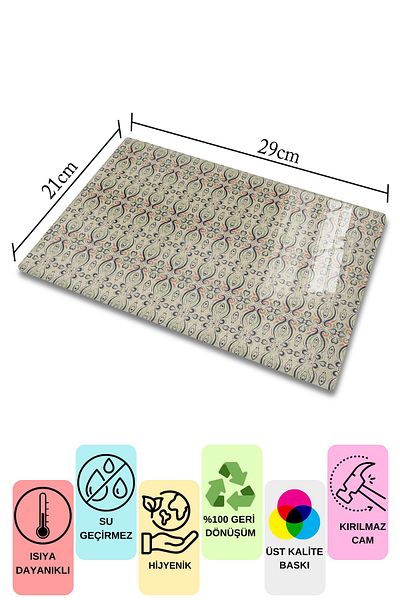 Postifull Vintage Glass Cutting Board, Thick And Unbreakable Glass, Chopping Board, Kitchen Presentation Board - 21*30cm