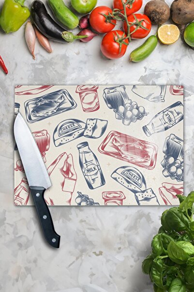 Postifull Vintage Glass Cutting Board, Thick And Unbreakable Glass, Chopping Board, Kitchen Presentation Board - 21*30cm