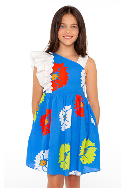 SheShe Mavi Tek Omuzlu Elbise - DSL0274