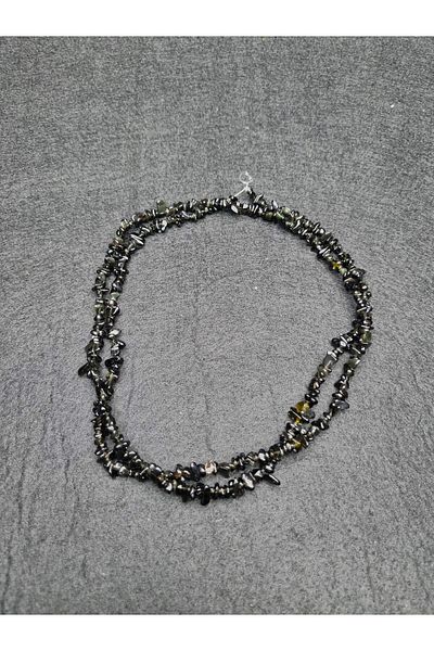 Yüksel Boncuk Fine Broken Stone Obsidian Stone Natural Stone String