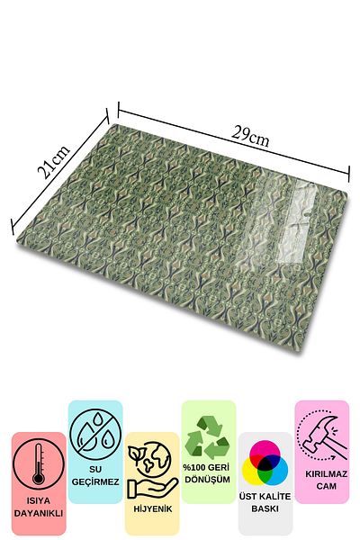 Postifull Vintage Glass Cutting Board, Thick And Unbreakable Glass, Chopping Board, Kitchen Presentation Board - 21*30cm