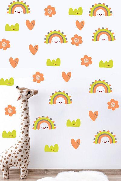 Postifull Boho Rainbow Patterned Baby Room Sticker Set - Kids Room Wall Decor