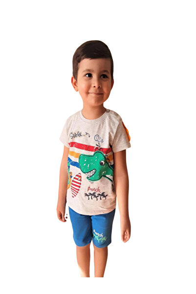 Erkek Çocuk Dinazor Baskılı Şortlu Takım