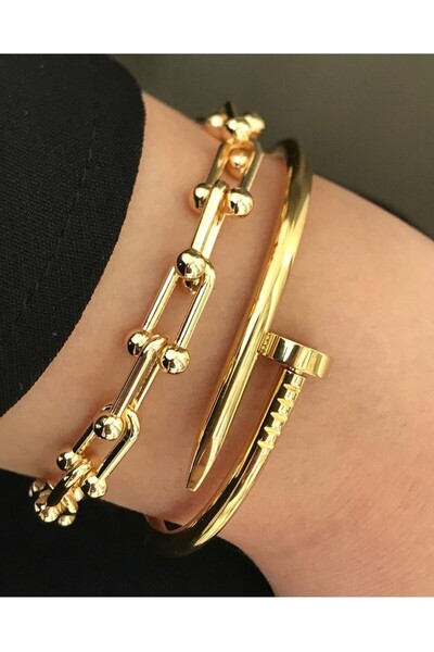 Çelik Çivili Kelepçe  ve Tifany Bileklik 2 li