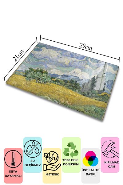 Postifull Cutting Board, New Generation Chopping Board Glass, Art Series, Thick and Tempered Unbreakable Glass, 21*30cm