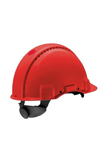3M G3000 Kırmızı Baret, Mandallı, Havalandırmalı, Plastik Ter Bantlı