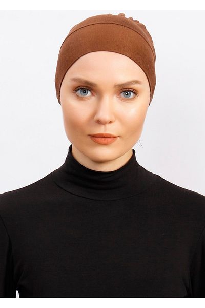 Ecardin Light Brown Comfortable Snap Bonnet - St 257