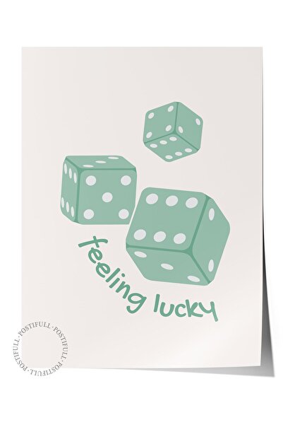 Postifull Çerçevesiz Poster, İllüstrasyon Çizim Poster - Feeling Lucky Zar Ye...