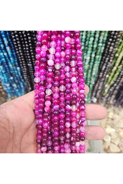 6 MM Pembe Akik Doğal Taş Dizi