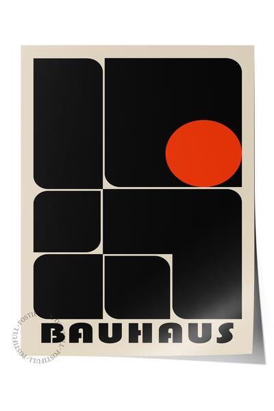 Postifull Çerçevesiz Poster, Bauhaus Serisi, Siyah Duvar Posteri, Duvar Dekor...