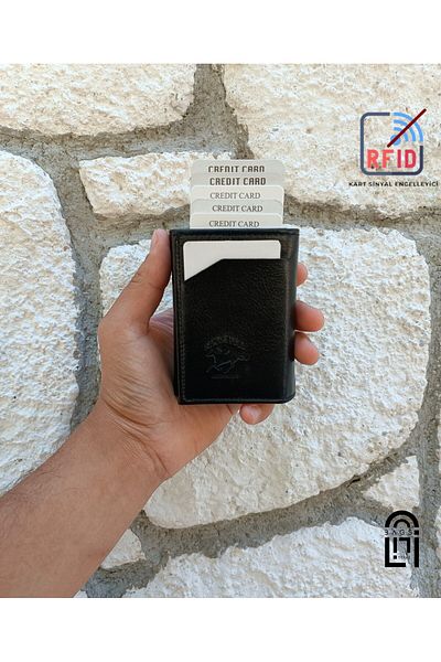 Newish Polo UNISEX MECHANISMAL CARD HOLDER - RFID BLOCKING - VEGAN LEATHER