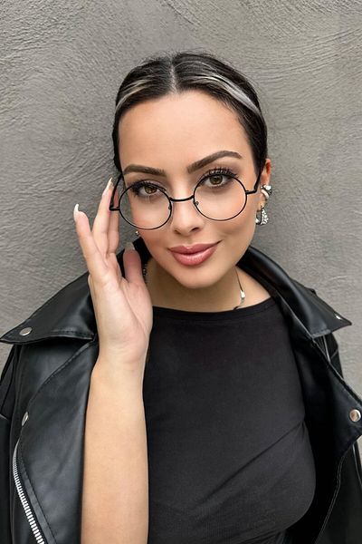 TAKIŞTIR Ochelari de damă rotunzi transparenți de culoare neagră