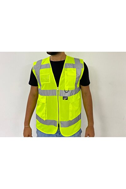 KKDAVM Motosiklet Yüksek Görünümlü Yelek Reflektörlü Fermuarlı Reflektik Motorcu Yelek Yeni Yasaya Uygun M