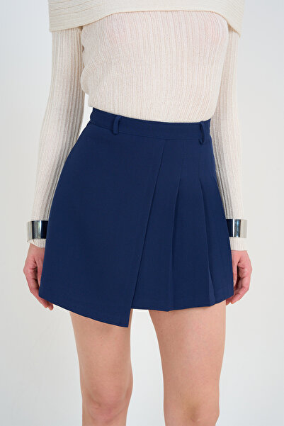 Lupies Kadın Lacivert Kısa Pileli Şort Etek