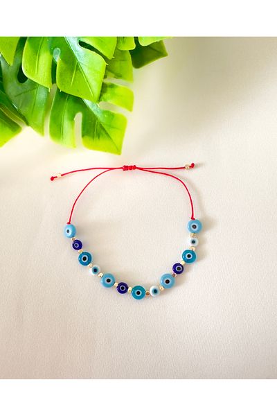 Atelier Çağla Glass Evil Eye Beaded Cubed Bracelet